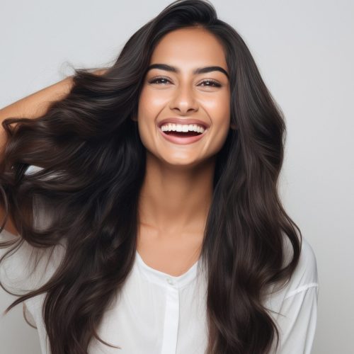 beautiful Indian woman with shiny hair